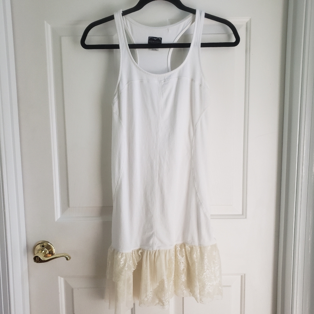 LAST CHANCE!! Free People Intimately Lace Ruffle Slip Tank Mini Dress BOHO White